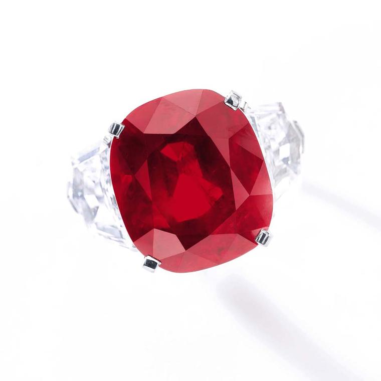 Mounted into a Cartier ring and weighing 25.59 carats, the Pigeon’s Blood red Burmese ruby made history at Sotheby’s Geneva this week.